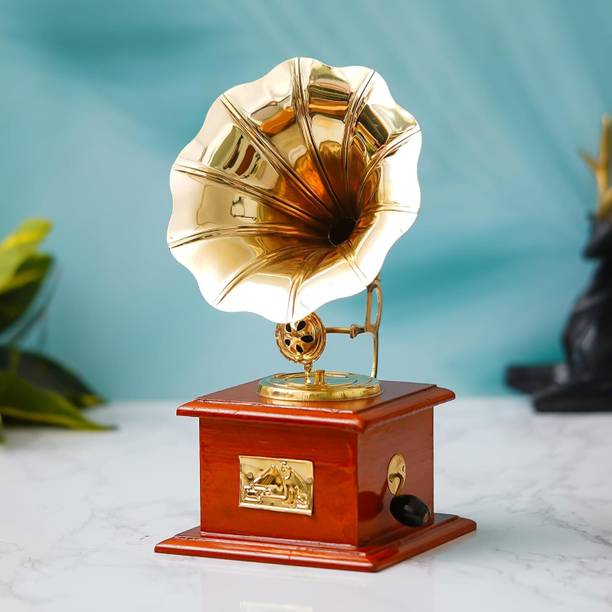 JaipurCrafts Premium Handicrafts Brass Sparkle Gramophone Showpiece Decorative Showpiece  -  23 cm