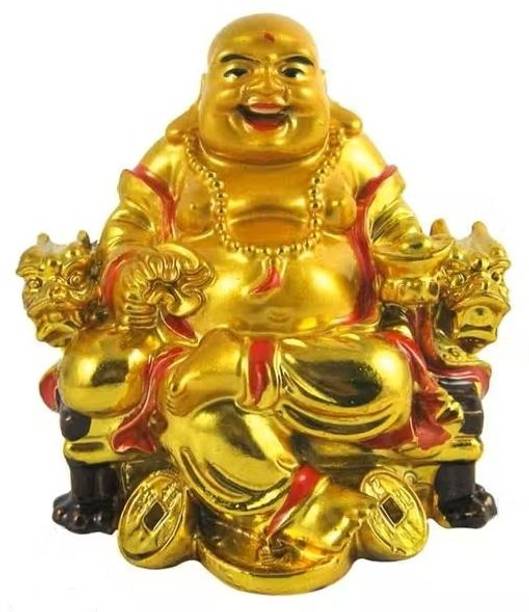 Leticia FengShui Prosperity Laughing Buddha Statue for Wealth, Happiness, Fortune & Luck Decorative Showpiece  -  8 cm