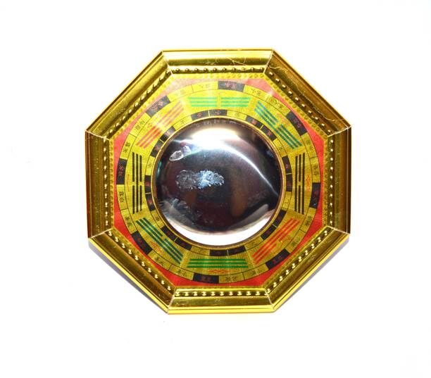 NISHKAM Feng Shui Metal Pakua Bagua Mirror For Positive Energy & Reduce Negativity acts as a nazar battu Decorative Showpiece  -  15 cm