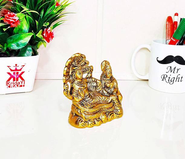 DARIDRA BHANJAN Brass Idol, Laxmi and Vishnu,laxmi narayan idol,metal laxmi narayan Decorative Showpiece  -  10 cm