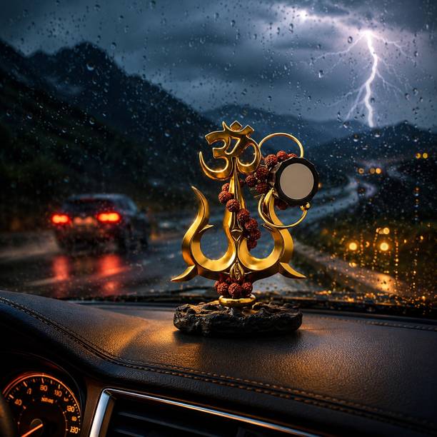 Jyotshika Mahakal Trishul Damru Poly Resin Dashboard Idol for Car Decorative Showpiece  -  15 cm