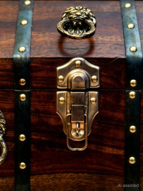 Diggy Arts Antique Treasure Chest Decorative Showpiece  -  28 cm