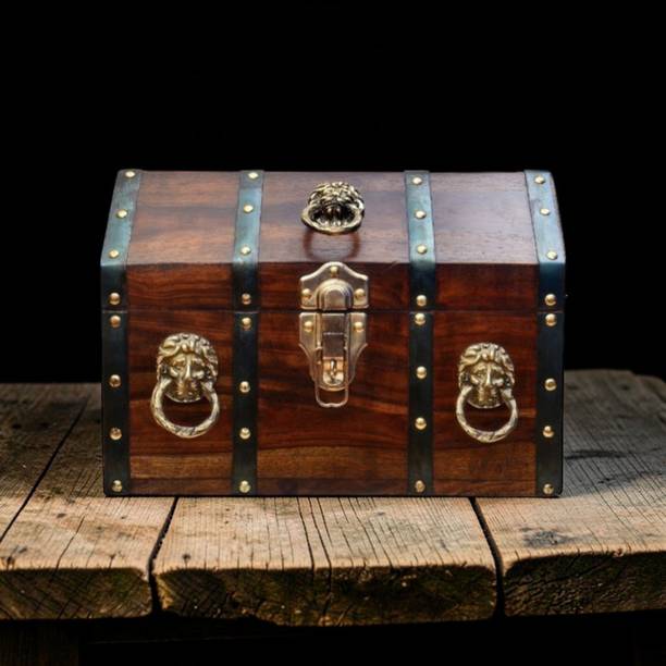 Diggy Arts Antique Treasure Chest Decorative Showpiece  -  28 cm