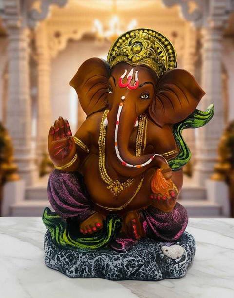 SAHAAI Lord Ganesha Idol for Home & Office Gift showpiece (Multicolor) Decorative Showpiece  -  15 cm