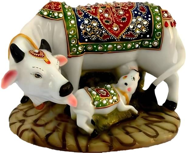 AtEvent Kamdhenu Cow and Calf Positive Energy Idol Decorative Showpiece  -  8.5 cm