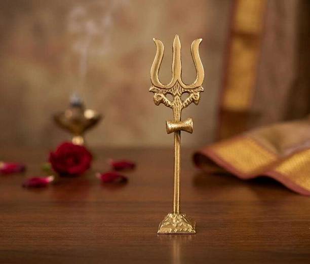 PS Livingcrafts Pure Brass Shiv's Trisul Decorative Showpiece  -  9 cm