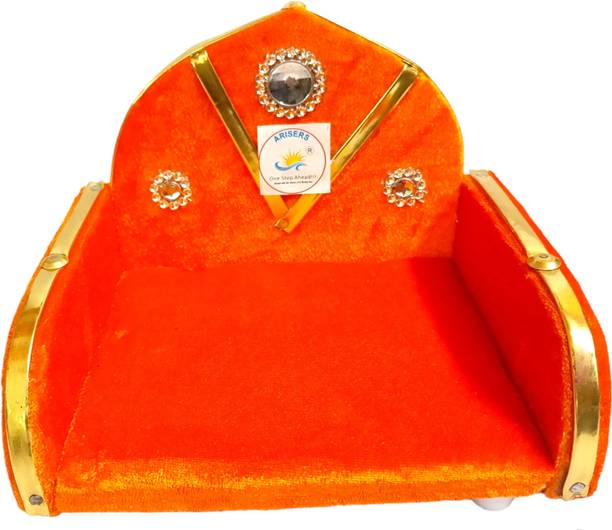 ARISERS Singhasan for Krishna / Laddu Gopal Velvet Singhasan for Pooja With Solid Wood Decorative Showpiece  -  12 cm