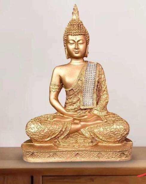 MRich Emporium Golden budhha Decorative Showpiece - 10 cm