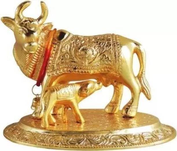 BHM Collection GOLD ELEGANT COW AND CALF SHOW PIECES Decorative Showpiece  -  14.5 cm