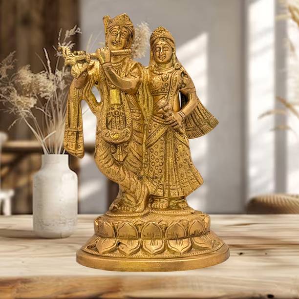BrassAura Brass Radha Krishna Jodhi Statue home Décor And Gift Items 1 Kg Decorative Showpiece  -  18 cm