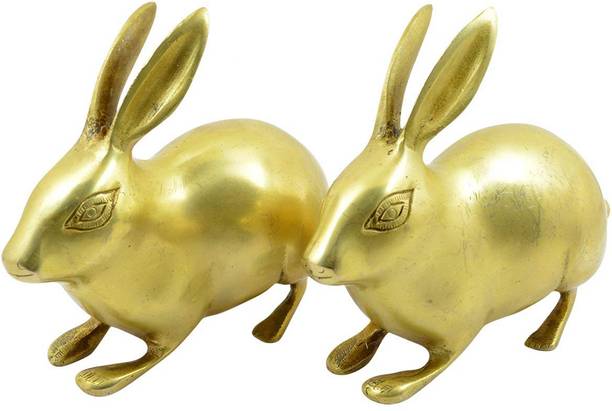 REIKI CRYSTAL PRODUCTS Brass Rabbit Pair for Vastu Symbol of Fertility & Harmony Weight 1600 Gram Appro Decorative Showpiece  -  11.5 cm