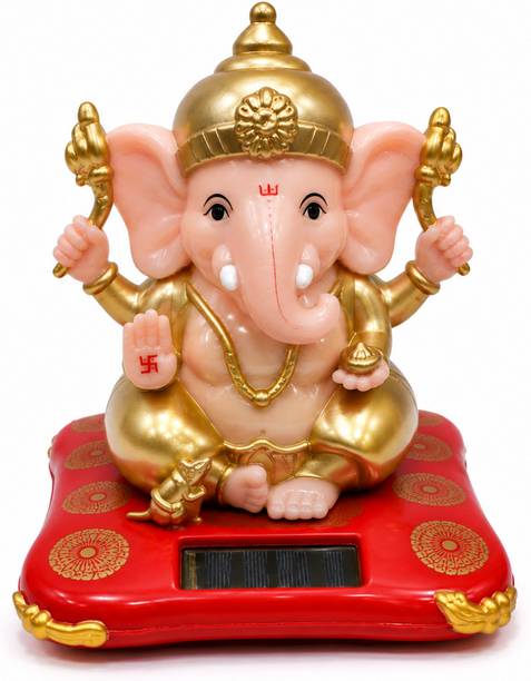 Aadi Shakti Solar Powered Dancing Ganesha Idol Decorative Showpiece  -  9 cm