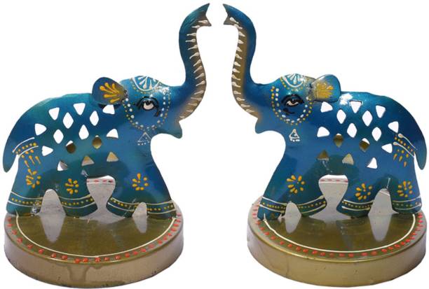 o my furniture Designer elephants for home decor set of 2 Decorative Showpiece  -  15 cm