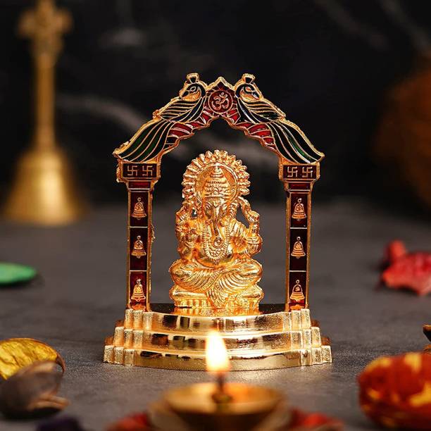 SBBCO Metal Ganesh Idol Ganesha Ganpati Murti Home And Office Diwali Gift Item Decorative Showpiece  -  10 cm