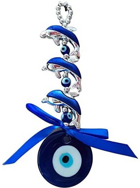 Suthar's Feng Shui Vastu Wall Hanging Dolphin Fish Evil Eye Decorative Showpiece -(Blue) Decorative Showpiece  -  19 cm