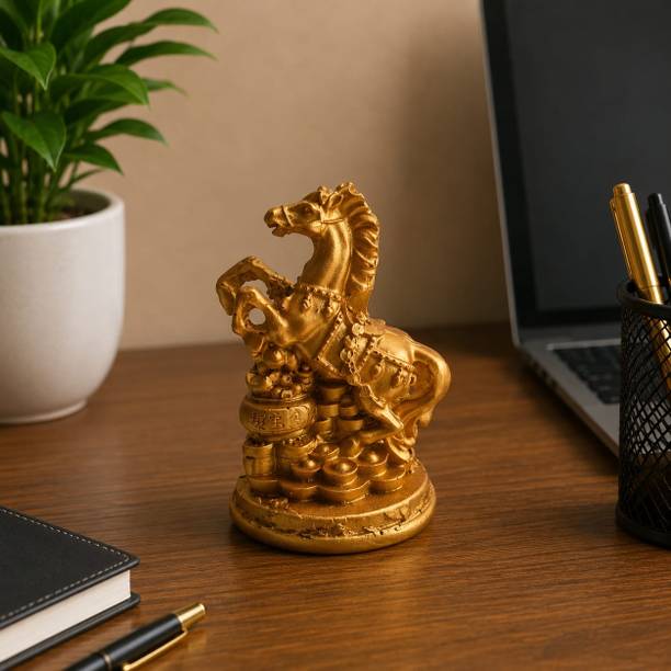 Soul Feng Shui Resin Horse Statue for Wealth, Success & Career Growth Decorative Showpiece  -  10.5 cm