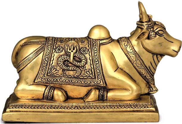 BUY N RELAX Lord Nandi Bull Idol, Pure Brass Antique Finish, 3.6 cm & 90 Grams Decorative Showpiece  -  5 cm