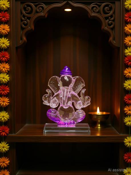 craftradhika Crystal ganesha Statue for car dashboard I Ganesh idol I Ganesha statue I Home Decor I Gifts for House warming I Decorative Showpiece - 7 cm