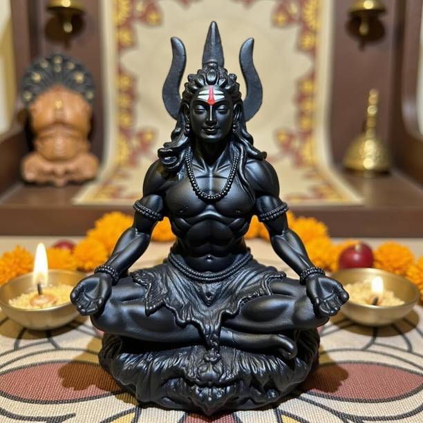 Shv Mahayogi Lord Shiva Murti Mahadev Idol for Car, Home Temple, Office Desk Decorative Showpiece  -  8 cm