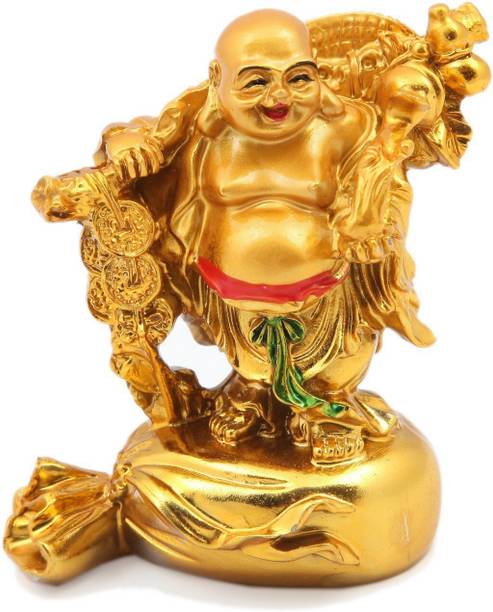 Dcreations Laughing Buddha With Coins buddha statue for home table car laughing buddha statue showpiece Decorative Showpiece  -  7.62 cm