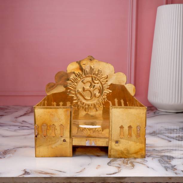 jy Ladoo Gopal with Singhasan God Idol | Brass | Multicolour - 13 cm Decorative Showpiece  -  13 cm