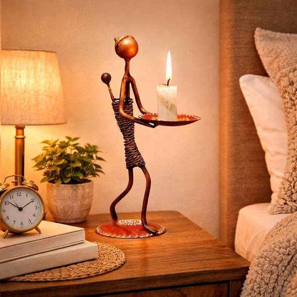 BOSCO Handicraft Metal Lady with Baby Tealight Candle Holder Decorative Showpiece Decorative Showpiece  -  25 cm