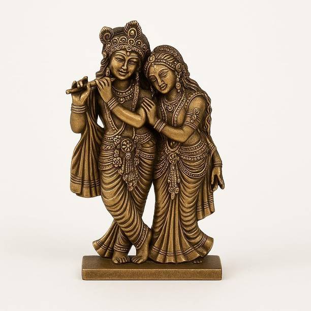 Benares Souvenirs Radha Krishna Metal God for Car Dashboard | Decorative Statue for Home & Office Decorative Showpiece  -  9.9 cm