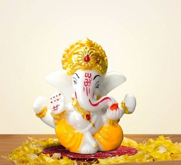 The Stutya Ganesha Idol for Car Dashboard, Office Desk, Home Decor, Good Luck & Gifting Decorative Showpiece - 6 cm