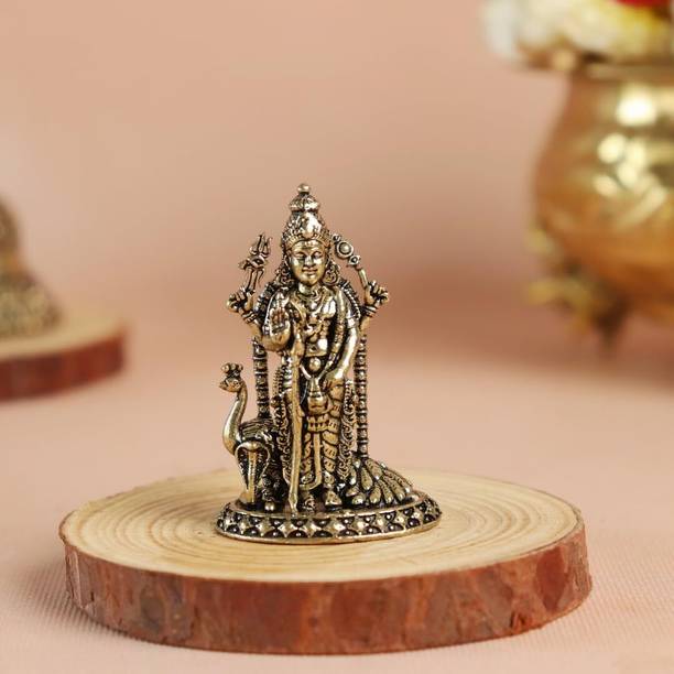 The Spiritual Living Brass Murugan Idol Mini | Kartikeya Idol For Home Entrance - Pooja | Karthikeyan Decorative Showpiece  -  5.08 cm