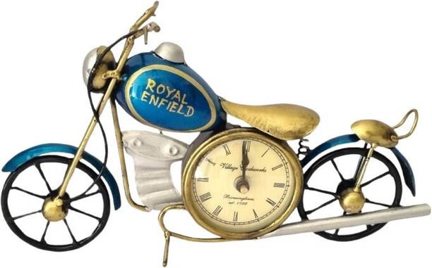Giftsee Store Iron Deorative Small Bike Clock Decorative Showpiece  -  18 cm