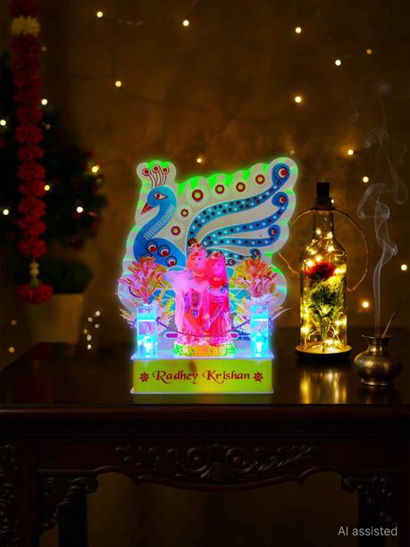 Awesome Craft Krishna Radha gift with light Idol Showpiece For Home Décor, Gifts Decorative Showpiece  -  17 cm