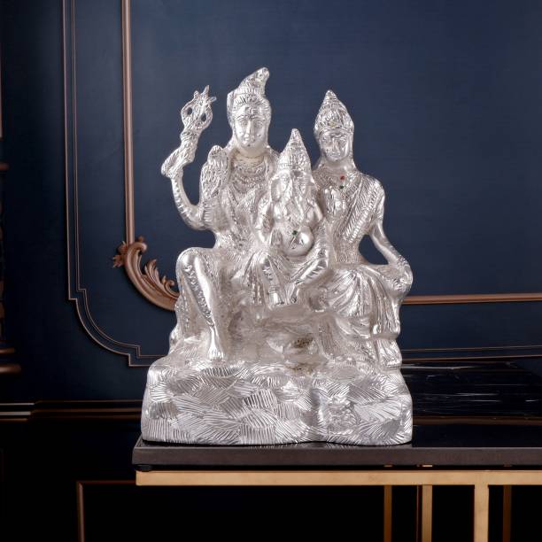 Shoppingrox Shivpariwar | White Metal | Silver Colour - 35 cm Decorative Showpiece  -  35 cm