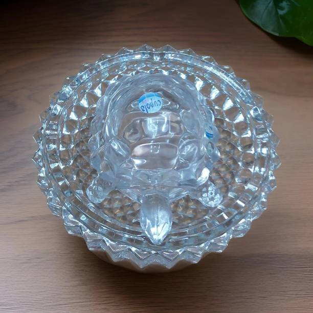 salvusappsolutions Crystal Tortoise Turtle with Plate for Vastu Feng Shui for Success, Home Decor, Gifts Antique Items,Home Decor Accessories 5.2 Inches Decorative Showpiece  -  4 cm