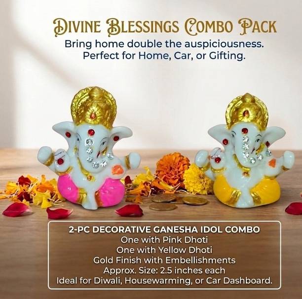 goodcollection Lord Ganesha Idol Figurine Showpiece | Ganesh ji Statue | Ganesh Ji Murti Decorative Showpiece  -  8 cm