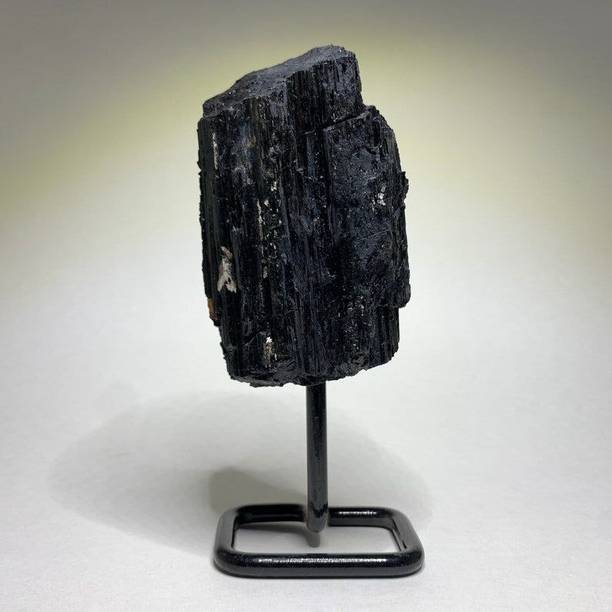 Shivalaya Gems Crystal Agate Raw Black Tourmaline on Stand Decorative Showpiece  -  15 cm