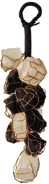 VIBESLE Black Tourmaline and Selenite Rough Chunks Vaastu Door Hanging Decorative Showpiece  -  10 cm