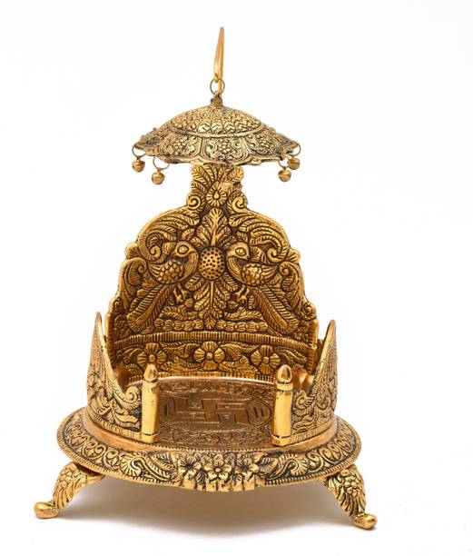 NIRMAL HANDI CRAFT Gold Plated Ladoo Gopal Pooja Chowki for Temple Mandir Puja Decorative Showpiece  -  25.4 cm