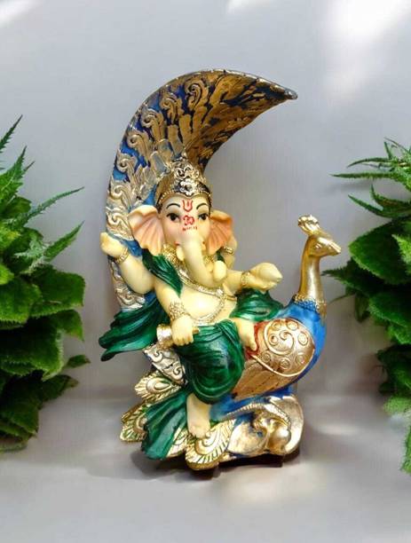 Sankalan Creation Ganesha With Peacock Decorative Showpiece  -  20 cm