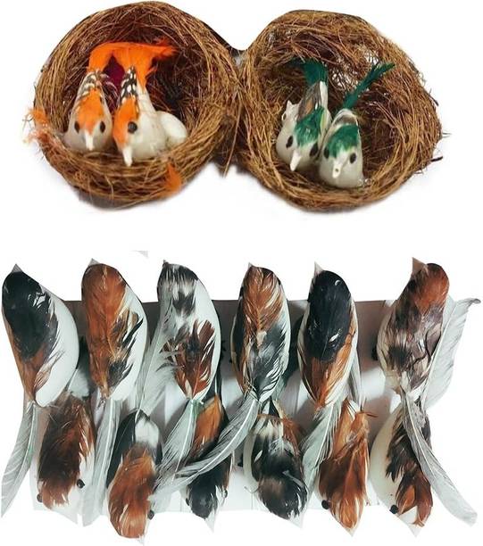 Mkmdecor Artificial Birds for Home Decoration Decorative Showpiece  -  5 cm