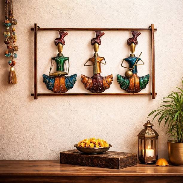 BOSCO Handcrafted Multicolor Rajasthani Metal Wall Art Decorative Showpiece - 49 cm