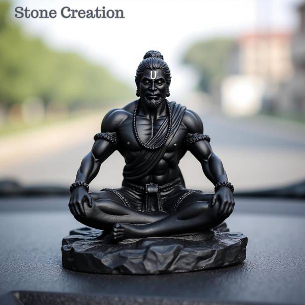 LIVOX Lord Hanuman Meditation Idol for Car Dashboard Decorative Showpiece  -  5 cm