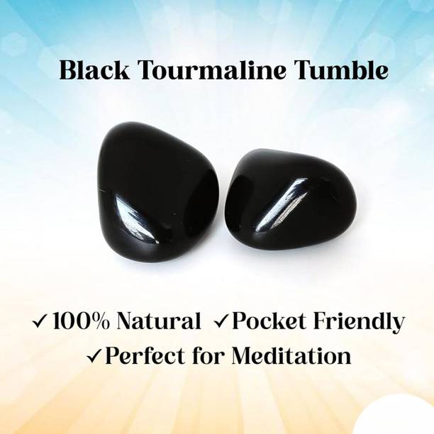 Multiagate Black Tourmaline Tumble Stone – Original Certified Black Stone Tumble Decorative Showpiece  -  4 cm