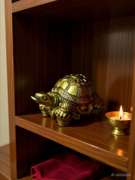 GJ Fengshui Vastu Tortoise House for Good Luck for Home Shop & Office Made in India Decorative Showpiece  -  5 cm