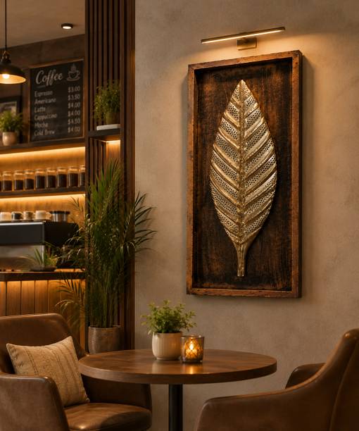 KARNIS CRAFT Gold Metal Leaf Wall Frame Art Sculpture for Home Decor (20 Inch) Decorative Showpiece - 50.8 cm