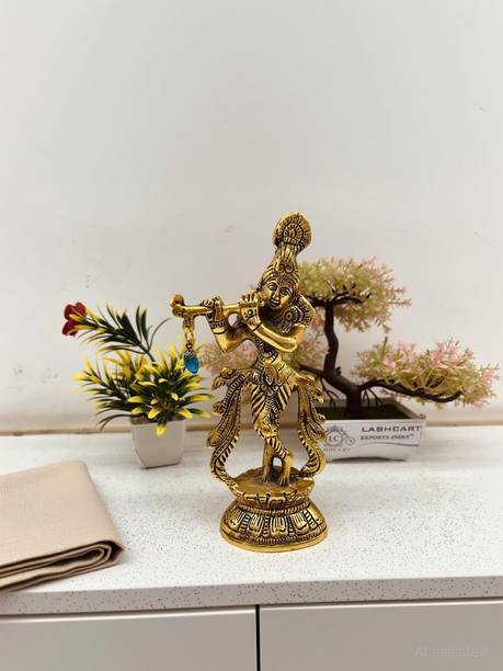 LABHCART Lord Krishna God Murti Statue of Love Flute Playing Home Décor Decorative Showpiece  -  30 cm