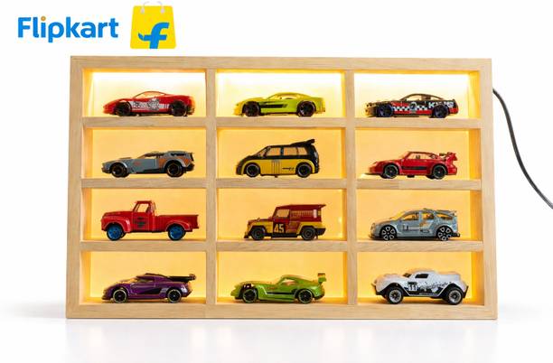 Fancy Things Gift for Car Lovers Wooden Organizer Box | 12 Slot Toy Car Display Rack Decorative Showpiece  -  26 cm