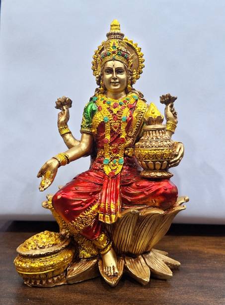 Rudram Goddess Lakshmi Idol Laxmi Goddess Statue Home Office Decor Decorative Showpiece  -  17 cm