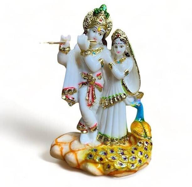 ASHA Lord Radha Krishan Marble Statue for Pooja Radha Krishan Idol Murti Love Couple Decorative Showpiece  -  20 cm