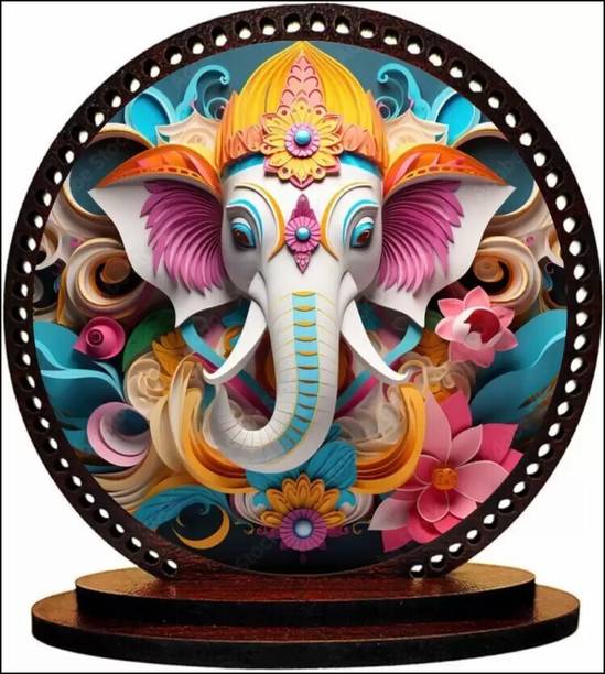 IDOLCRAFT Artistic Ganpati Idol for Religious Gifting Decorative Showpiece  -  7.6 cm