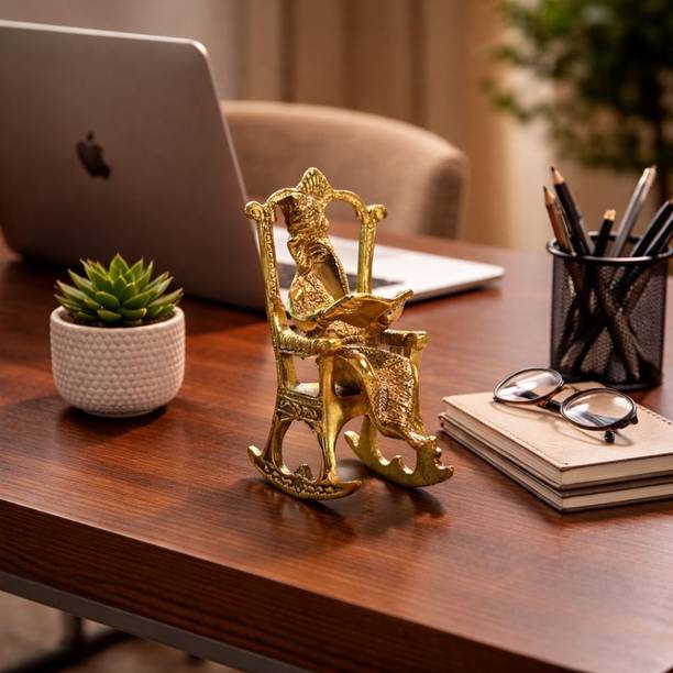 BOSCO Handicarft Brass Finish Sitting Ganesh Idol for Pooja Room Decorative Showpiece  -  38 cm